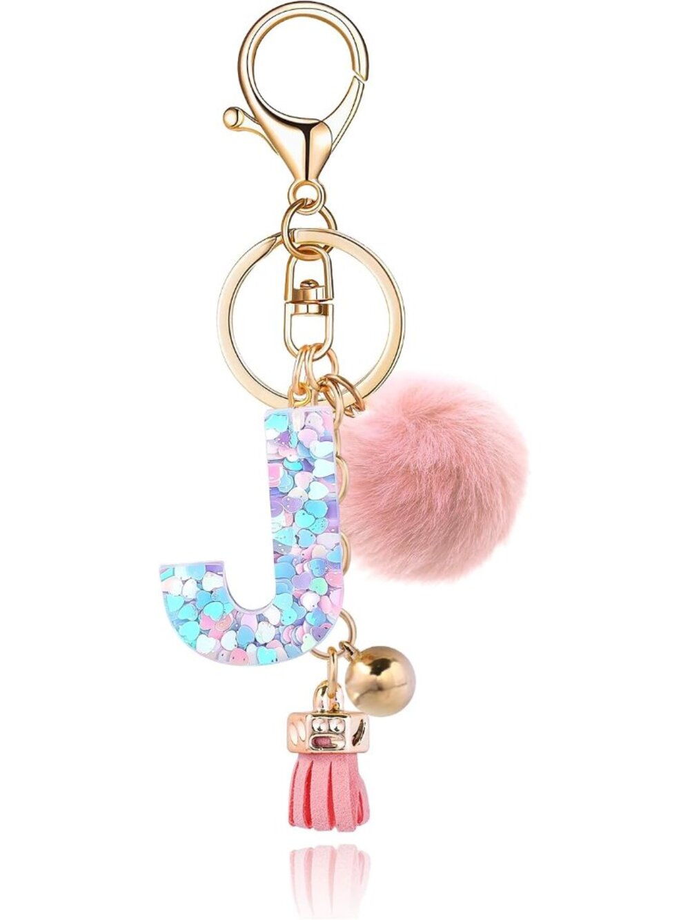 Resin Alphabet Initial Letter Keychain Keyring for Women Purse Handbags With Fur